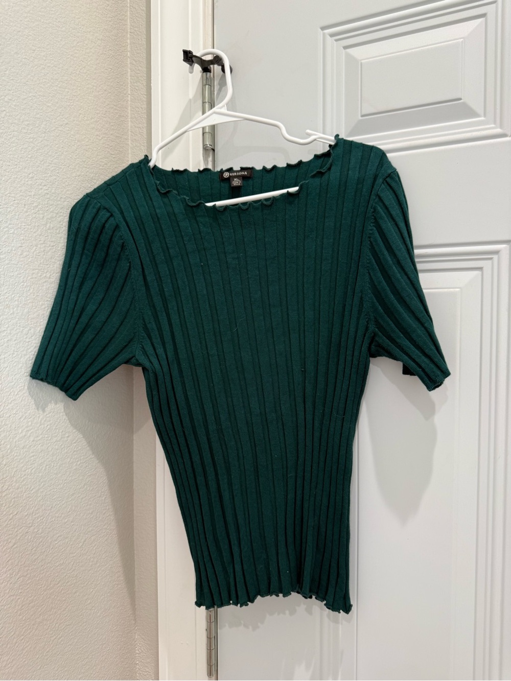 Versona Deep Teal Ribbed Short-Sleeve Top